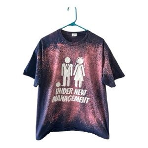 Bleach Dyed Under New Management Graphic Tee XL Humor Shirt Upcycled